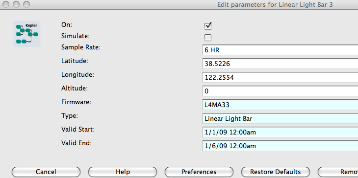 sensor params